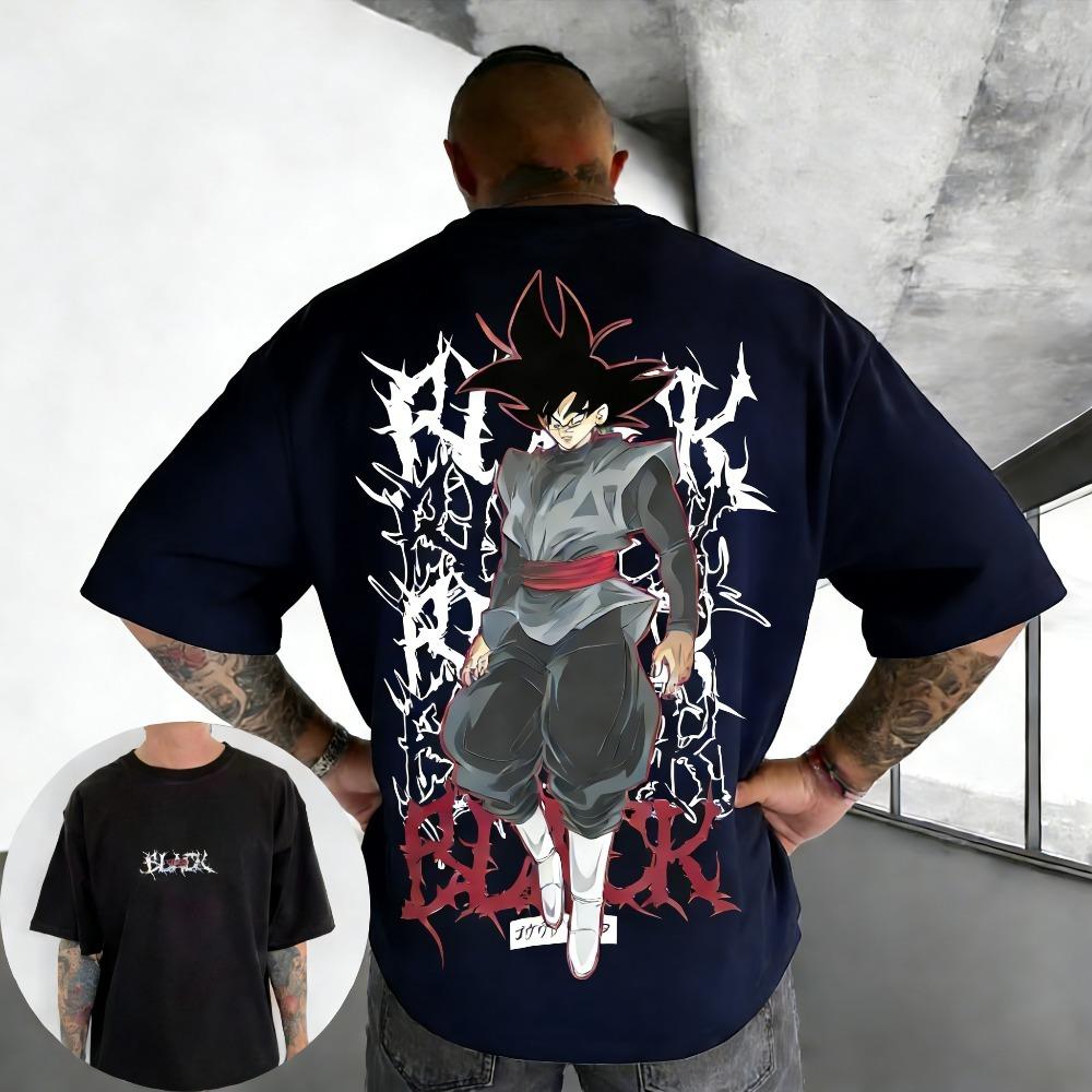 Plus Size Dragon Ball Summer Anime Printed Mens and Womens Tshirt Casual Parent Child Tops Harajuku Style Y2K Street Fashion