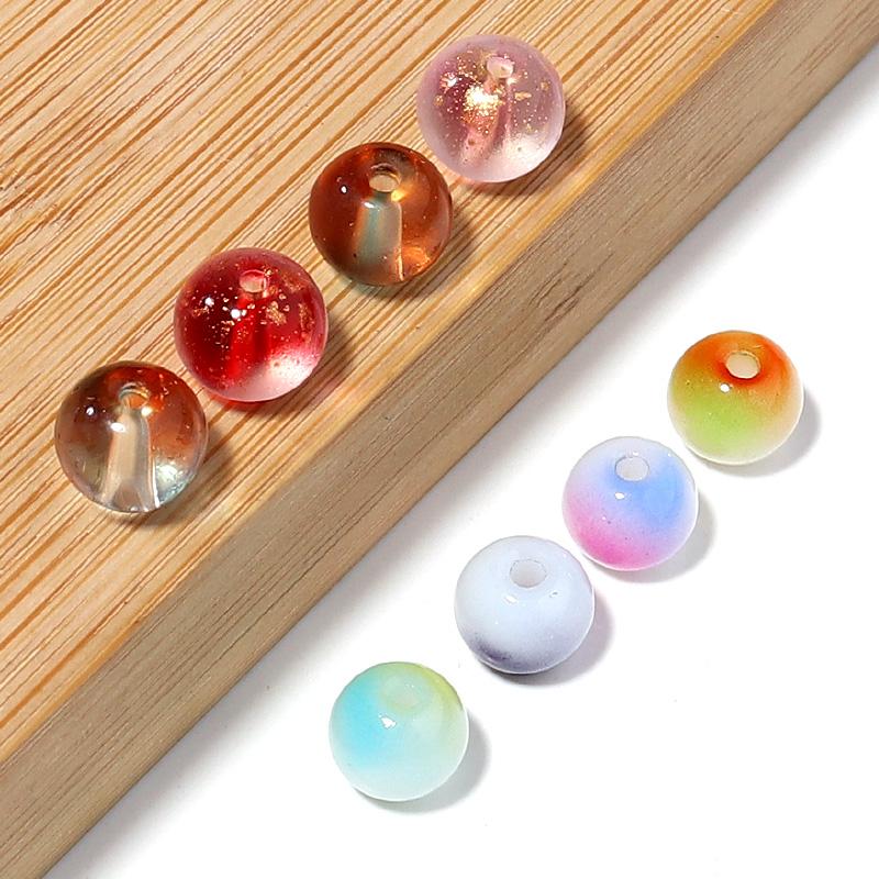 50 шт. Блестящие круглые стеклянные бусины 8 мм Разноцветные Lampwork Свободные Разделители Бусины Для Изготовления Украшений Поделки Своими Руками Браслет Аксессуары