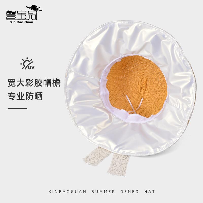 Летняя кружевная шляпа-ведро с бантом из лент, маленькая ромашка, с широкими полями, от солнца, для улицы, универсальная, пляжная, от солнца