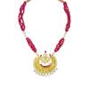 Gold Plated Kundan And Ruby Beads Necklace In Sterling Silver