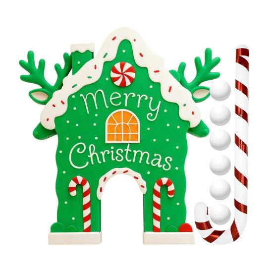 Рождественский пряничный набор для гольфа, игра для вечеринки в помещении, игра в гольф с клюшкой в виде леденца и 6 мячами, праздничные игры для семьи, детей, взрослых