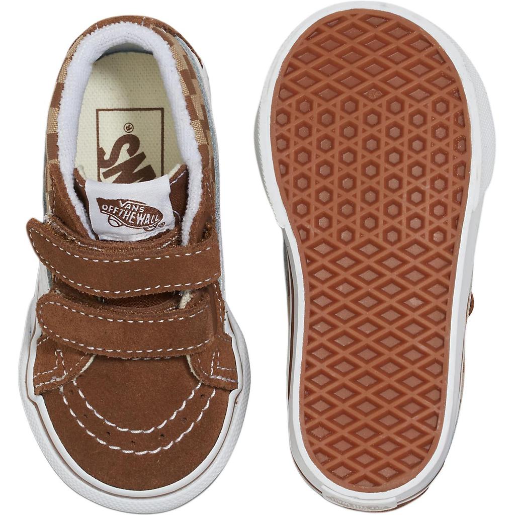 Vans Sk8 Mid Reissue Удобные Универсальные Прочные Полувысокие Прогулочные Кроссовки Детская Обувь Коричневый Белый VN000D0PBF2