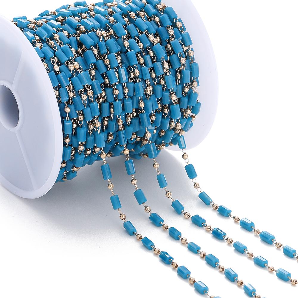 1Meter Bohemian Necklace Chain Cuboid Cube Beads Chains for DIY Necklace Bracelets Jewelry Making Accessories Handmade Chain
