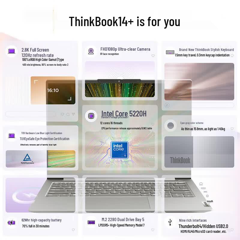 Lenovo Ноутбук ThinkBook 14+ AI для бизнеса (Китайская версия)