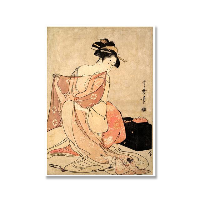 Рамка из цельного дерева, винтажные принты восточного искусства, картины, настенное искусство, гейша, японский Цучия Коитсу Укиеэ, скандинавские холсты, постеры, домашний декор