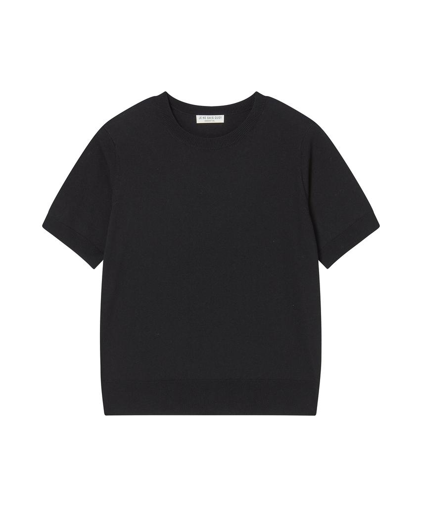JE NE SAIS QUOI [Essential] Cashmere Light Short Sleeve Crew Neck_Black