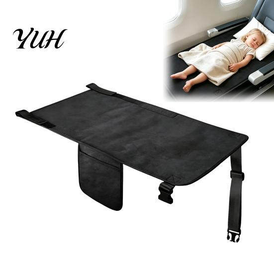 Adjustable Seat Pad Toddler Airplane Bed, Portable Extender, Kids Soft Velvet Travel Flight Gear Foldable Leg Rest for Long Flights, 31.1 x