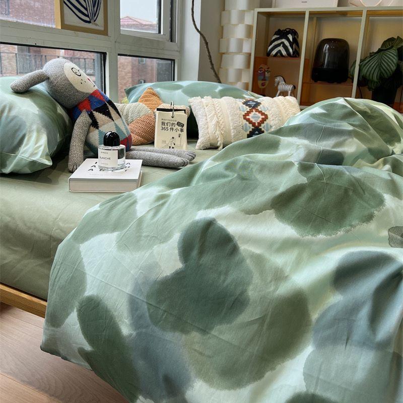 Комплект из четырех предметов из стираного хлопка, простыня, пододеяльник, комплект из трех предметов для спальни, односпальная кровать.