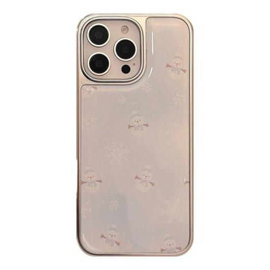 Электроplated Чехол-Снеговик для Телефона с Дизайном Снежинок для iPhone 15 Pro Max и Huawei 14