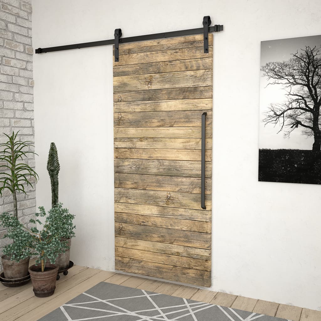 SKIEN Sliding Door Hardware Set 200 cm Steel Black