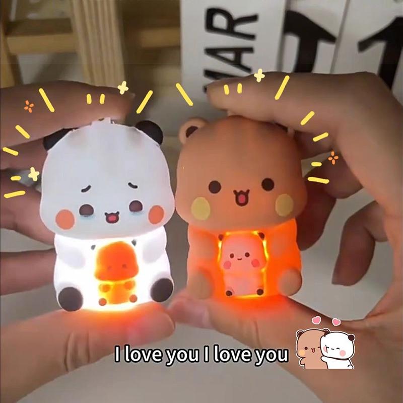 1 шт. Милый мультяшный брелок Панда Бубу и Дуду Может говорить Я люблю тебя Бубу и Иер Голосовые игрушки Подвеска на рюкзак Подарки для пары