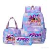 KPOP Нейлоновый набор из 3 предметов Школьный рюкзак для студентов с мультяшным принтом Дизайн с воздушной подушкой