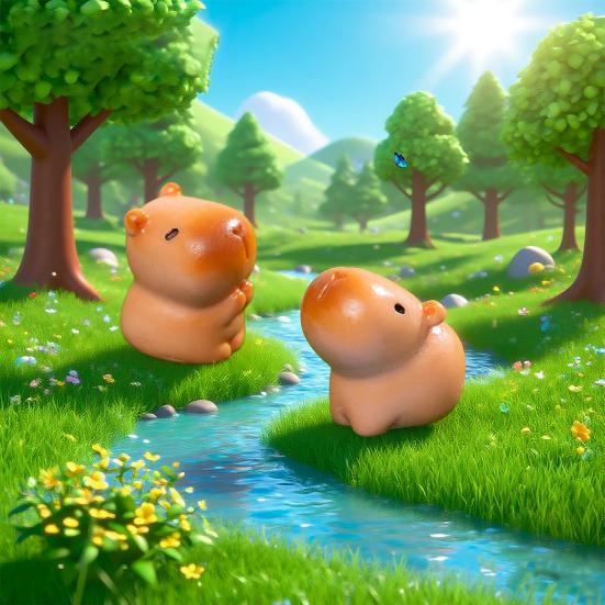 12 Pcs Mini Capybara Figurines Cute Tiny Capybara Resin Ornaments Miniature Animals Figures for Fairy Garden Bonsai Moss Landscape DIY Crafts