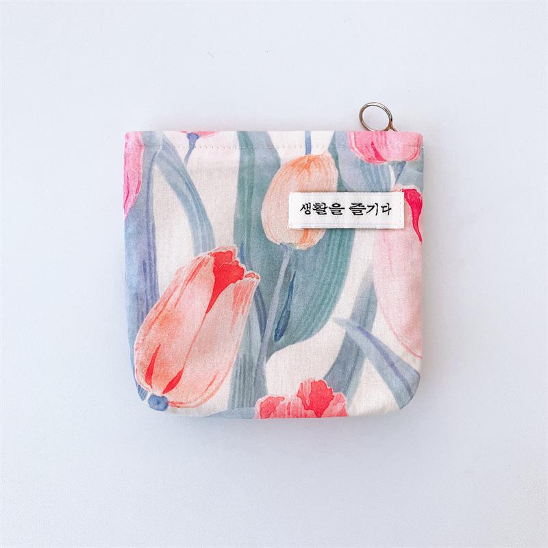 Mini Cotton Floral Organizer Bags for Women Bag Small Fabric Cosmetic Make Up Bag Little Purse Coin Pouch Children Cosmetic Case