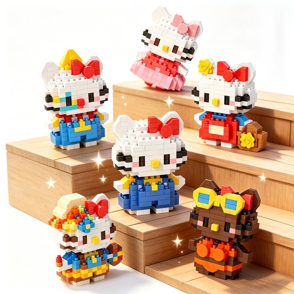 Sanrio Hello Kitty lega Хеллоу Китти Игрушки Строительные Блоки Японский Мультяшный Персонаж Аниме Модель Строительные Блоки Игрушка для Подарков