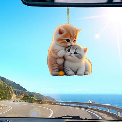 Автомобильный кулон 2D акриловый красочный альпака кошка подвеска украшение для автомобиля легкое подвесное украшение для транспортного средства