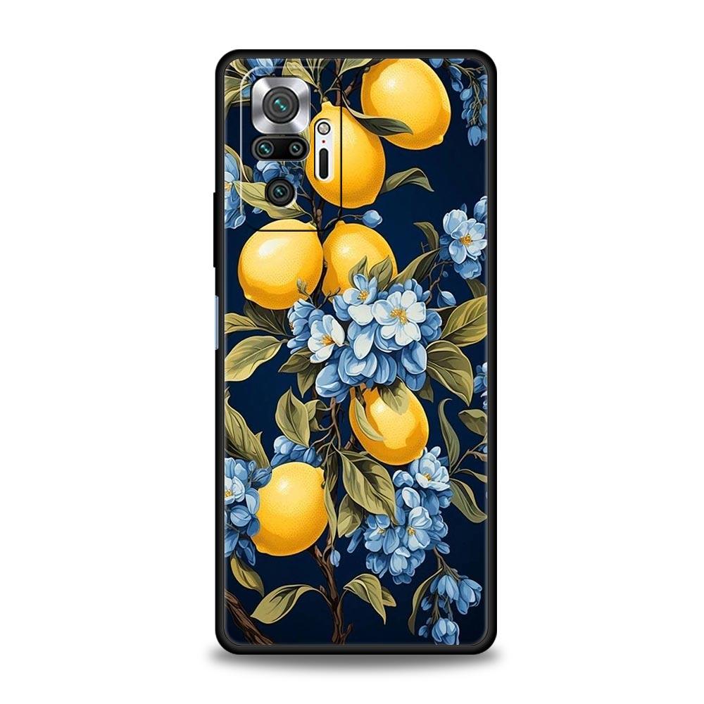 Летний чехол для телефона с принтом лимона и свежих фруктов для Redmi 14C 10C Note 15 14 13 12 10 11 K40 Pro Plus Ударопрочный мягкий ТПУ корпус