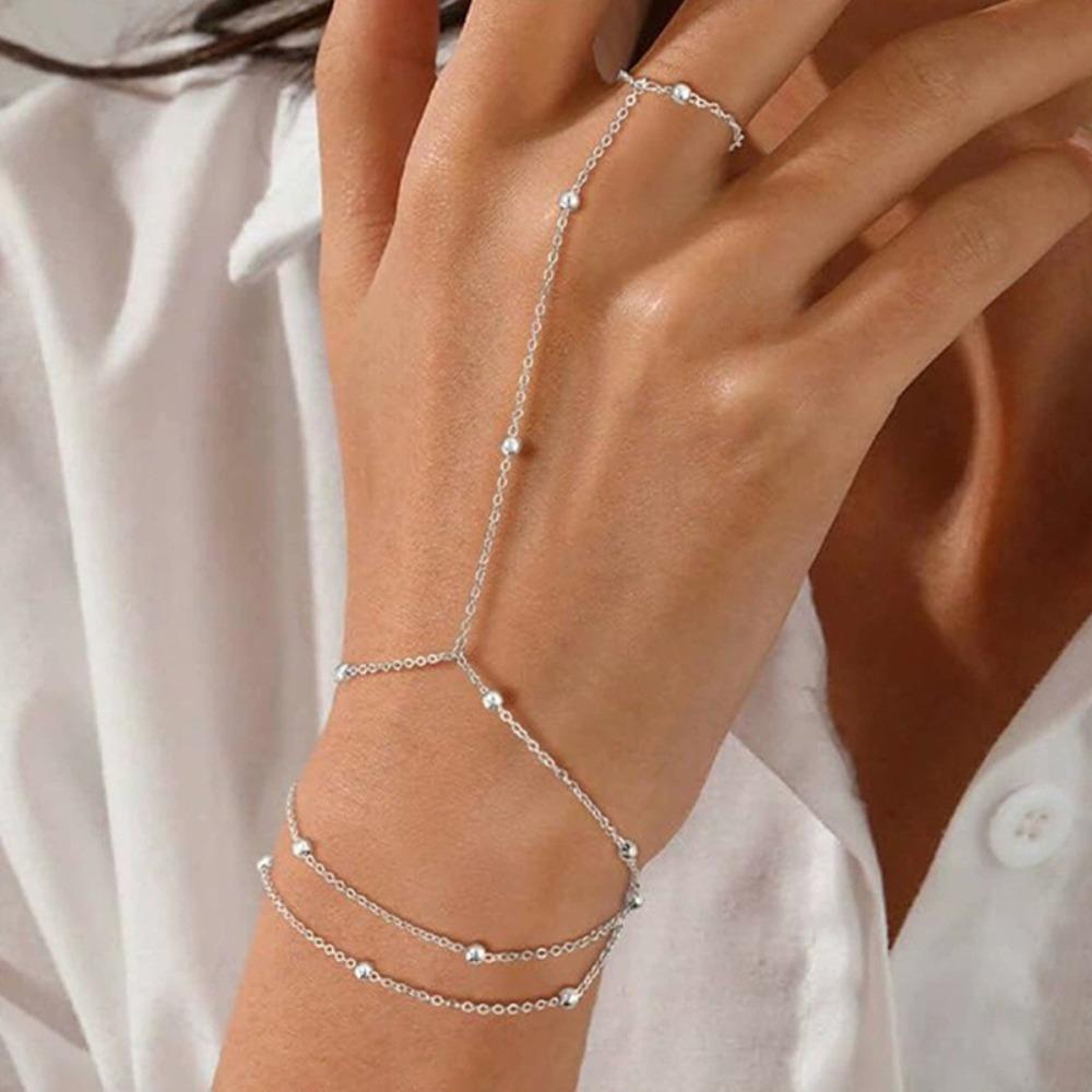 Fashion Rhinestone Zircon Butterfly Hand Chain Shiny Silver/Gold Finger Ring Bracelet Hand Adornment Hand Jewelry Gift