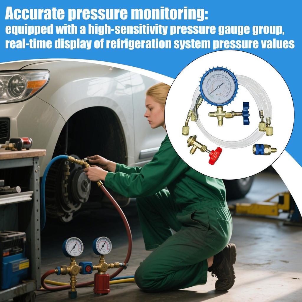 Новый комплект для заправки кондиционера Комплект для заправки кондиционера Манометрический коллектор Шланг Быстроразъемное соединение Набор Для коммерческого Автомобильного Домашнего Обслуживания