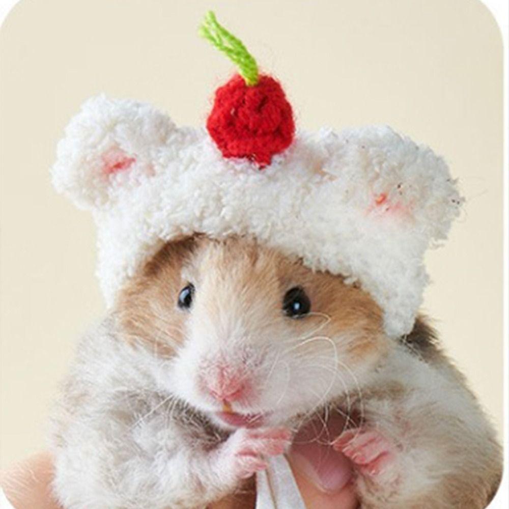 Fashion Woolen Plush Hat Mini Pet Supplies Animal Doll Hat for Hamster Golden Silk Bear