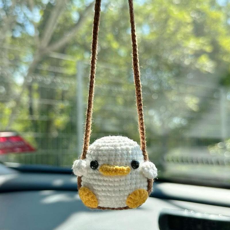 New Handmade Knitted Charms Cute Frog, Penguin,Duck,Chick ,Rabbit Animal Car Charms Car Decoration Cute Car Accessories