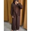 QICED Женские модные повседневные осенне-зимние брючные костюмы с длинным рукавом и V-образным вырезом