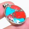 Vintage Nepal Pendant 1.6" Natural Coral Turquoise Chunky Tribal Ethnic NP 2364
