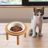 Приподнятая миска для кошек и собак Керамическая кормушка Легкая сборка на деревянной подставке Поднятая миска для корма и воды для домашних животных