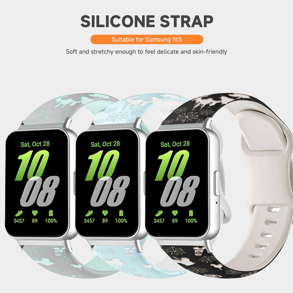 Engraved Silicone Strap for Samsung Galaxy Fit 3 Soft TPU Wristband for Samsung Galaxy Fit 3 Smart Watch Bracelet Belt