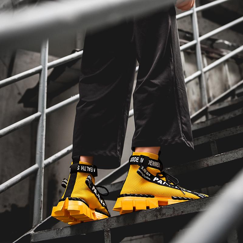 Women's Men's Knitted Breathable Sneakers Socks Boots High Top Running Shoes 39-47