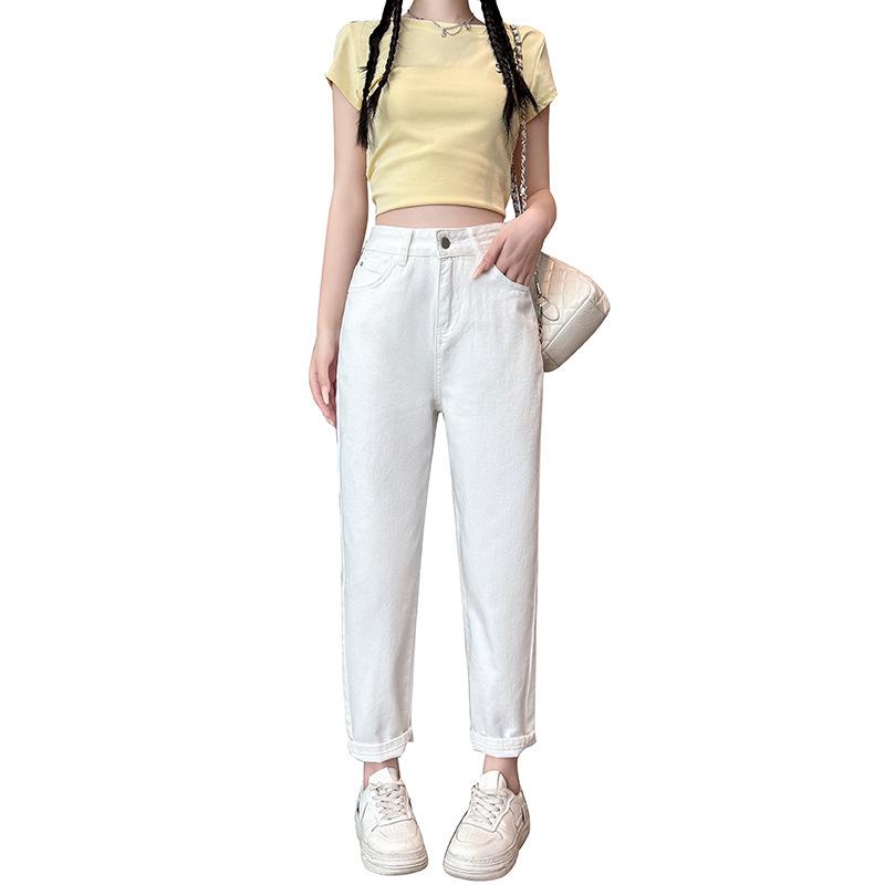 Small high-waisted jeans women's spring and summer loose and thin eight or nine-point straight dad pants