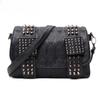 Women Black Leather Messenger Bags Fashion Vintage Messenger Cool Skull Rivets Shoulder Bags