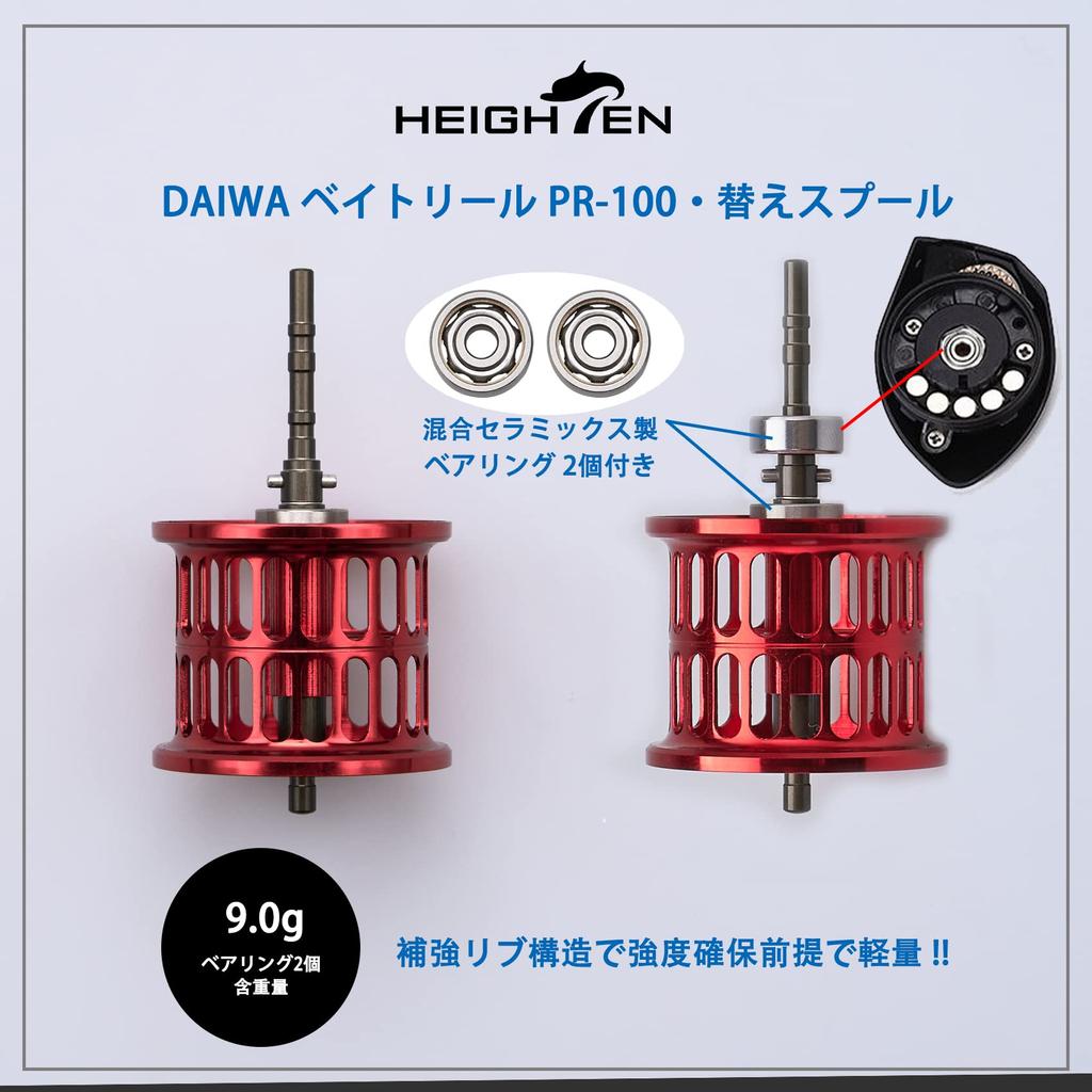 HEIGHTEN Reel Spool Daiwa PR100 PT100 Bait Reel Replacement Spool with Bearing (Red) (419)