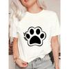 Oversized T Shirt Black Paw Print With Leaf Design Casual Wear For Women Summer Outfits Streetwear Fashion Top