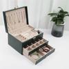 Lockable Storage Box Leather Jewelry Packaging Box Multi-function Double Layer Jewelry Box  Travel