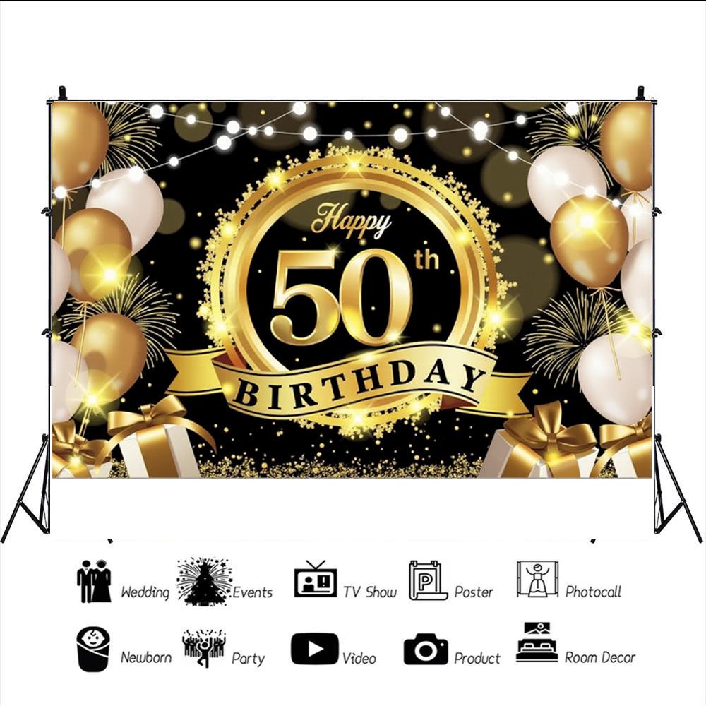 С 50-летием, 65-летием, фон 180*110 см, баннер, мужчина, женщина, золотой, воздушный шар, 50-летие, декор, настенный фон, новый