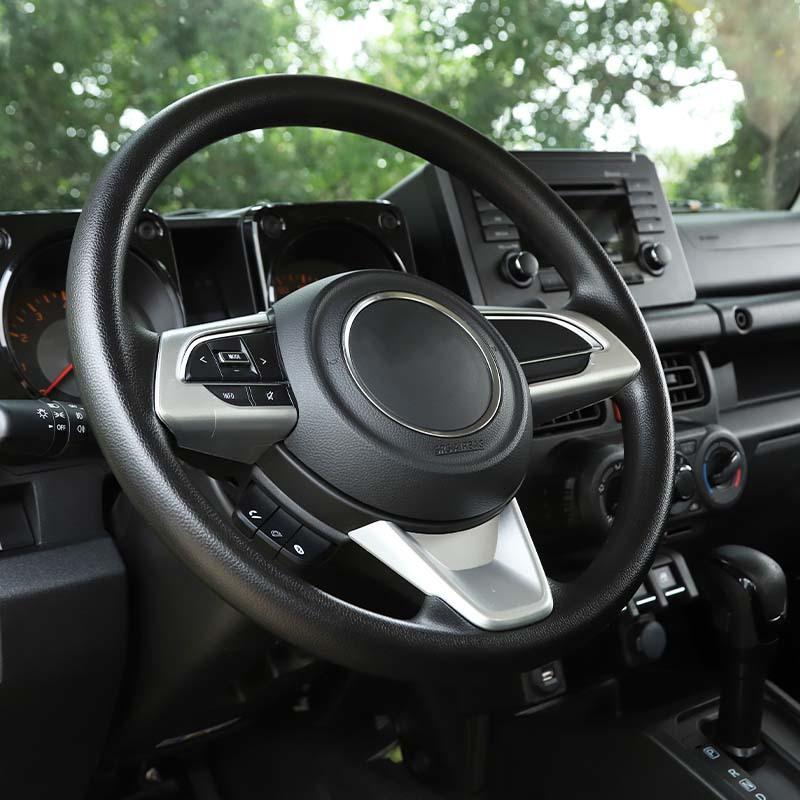 Панель декоративных наклеек на руль автомобиля из АБС-пластика для Suzuki Jimny 2019, аксессуары для интерьера, серебристый, с принтом из углеродного волокна