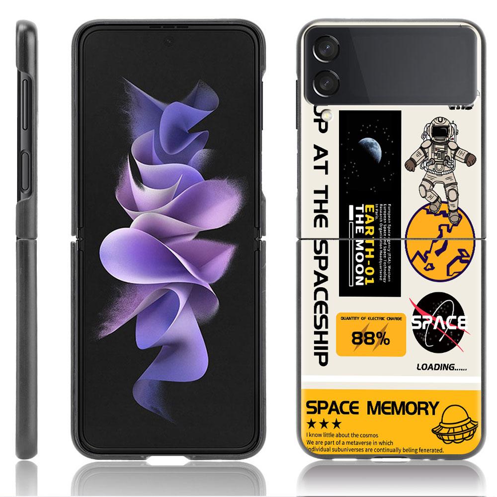 Роскошный чехол для Samsung Galaxy Z Flip 4 3 5G Черные жесткие ПК чехлы для телефона Модная задняя крышка ZFlip Funda Модный крутой астронавт Sac
