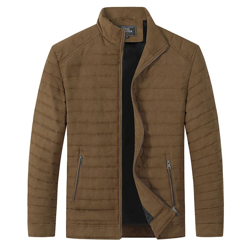 Cotton Coat Men's Velvet Thickened Warm Jacket for Young and Middle-aged People Casual Fashion Stand-up Collar Jacket