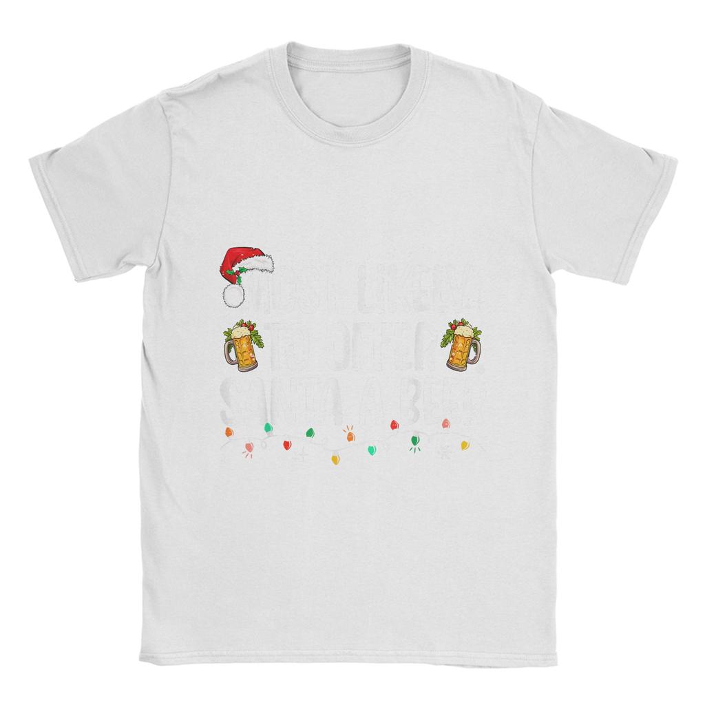 Funny Christmas and beer T-Shirts Men O Neck 100% Cotton T Shirts Short Sleeve Tees Summer Clothes