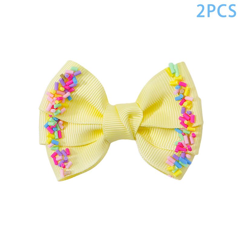 2/6Pcs Baby Solid Hair Bows Hair Clips Ribbon Bow Hairpin For Girl Cheer Bowknot Barrettes Children Headwear Hair Accessories