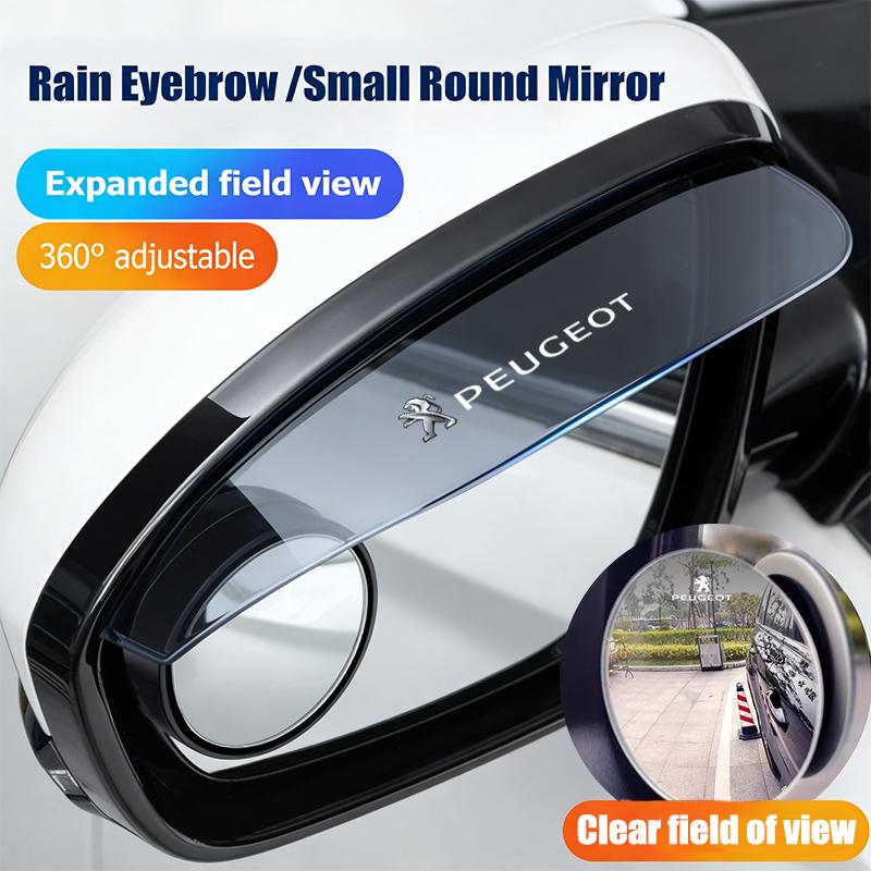 Car Rearview Mirror Rain Shield Blind Spot Wide Angle Small Round Mirror For Peugeot 408 4008 308 3008 GT Rifter 5008 508 2008 208