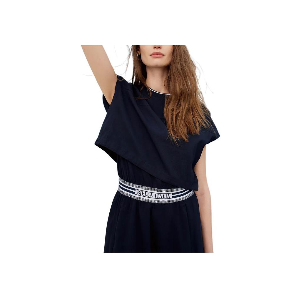 Fila Изумрудное Модное Универсальное Удобное Платье без рукавов с буквенным принтом Женские платья Темно-синее F11W524302F-NV