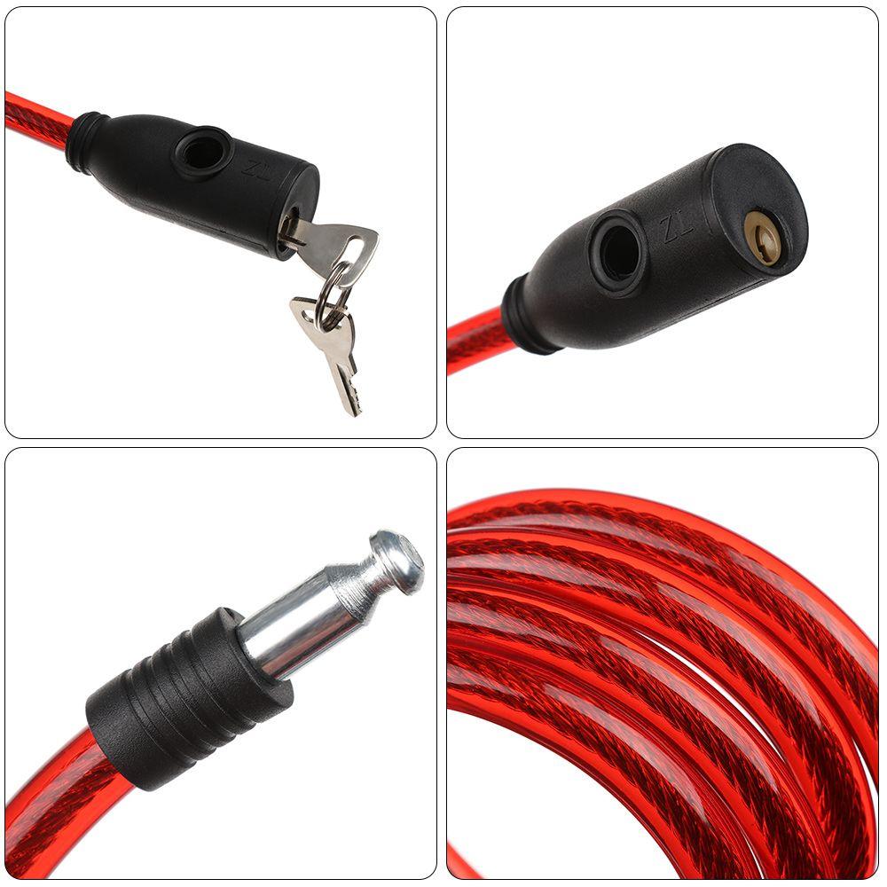 Chain Cable Anti-Theft Steel Spiral Cable Bike Accessories Scooter Safety Bicycle Lock With 2 Keys