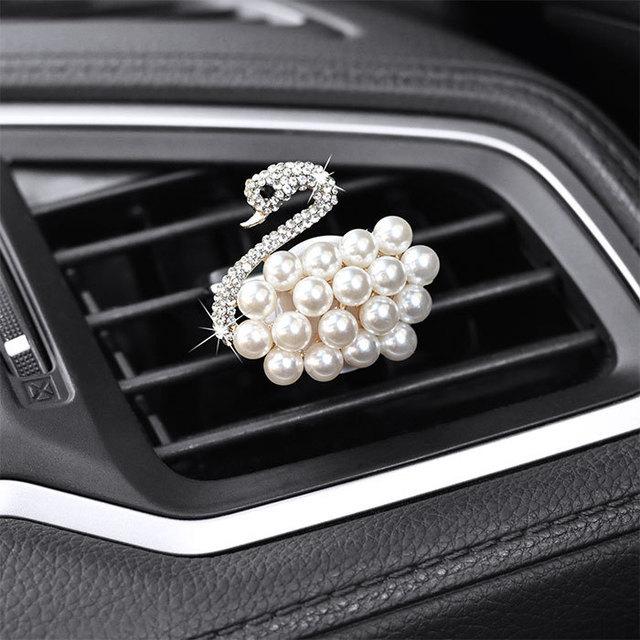 Роскошные автомобильные аксессуары Diamond Swan для девушек и пар, автомобильный освежитель воздуха Swan, диффузор духов, розовое бриллиантовое украшение для автомобиля, подарок