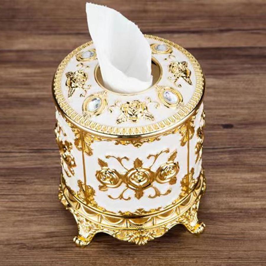 1 шт. Круглая коробка для салфеток в европейском стиле, многофункциональное бумажное ведро, креативное украшение для рабочего стола, декор и коробка для хранения