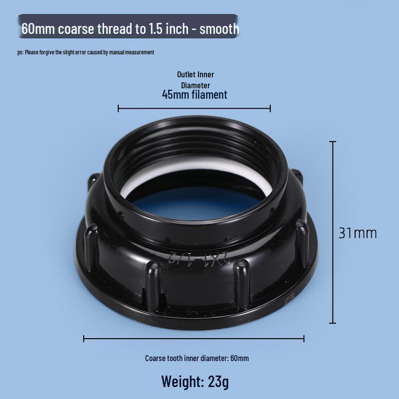 IBC Ton Barrel Valve Double Inner Tooth Adapter with Cover - 4, 6 Points, 1 Inch Center Ring