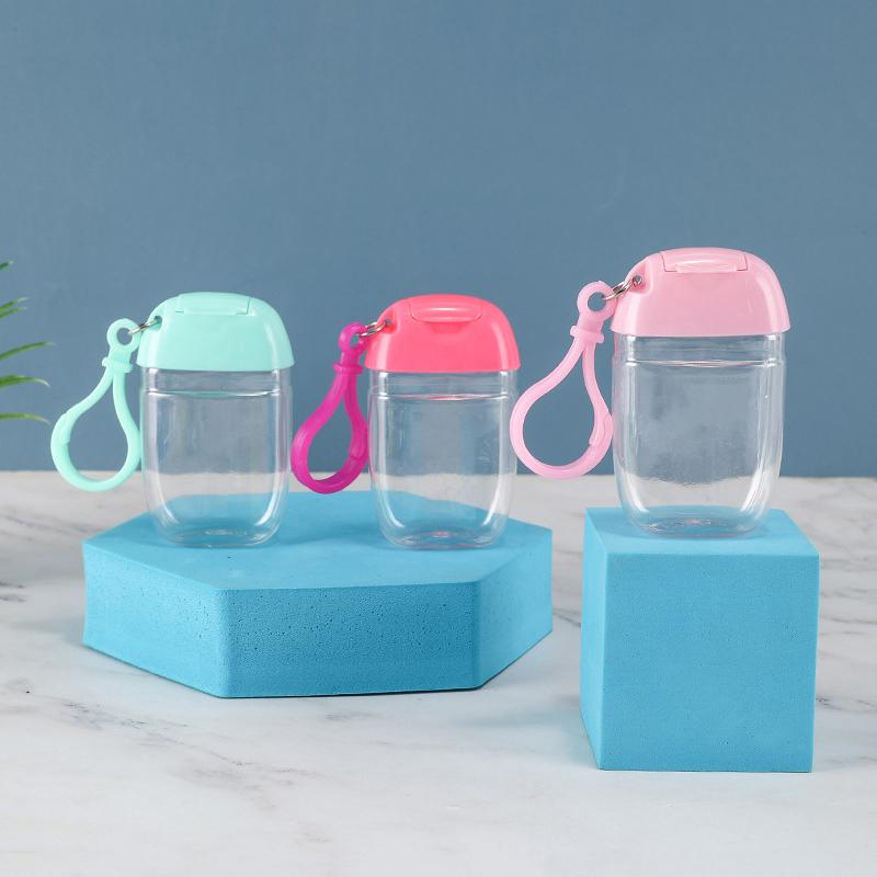 Portable 30ml Leak Proof Refillable Bottle with Keychain Clip Convenient for Outdoor and Office Use