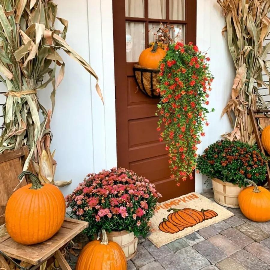 2pcs Artificial Hanging Plants Fake Hanging Plant Faux Eucalyptus Leaf Greenery Vine Outdoor UV Resistant Plastic Plants