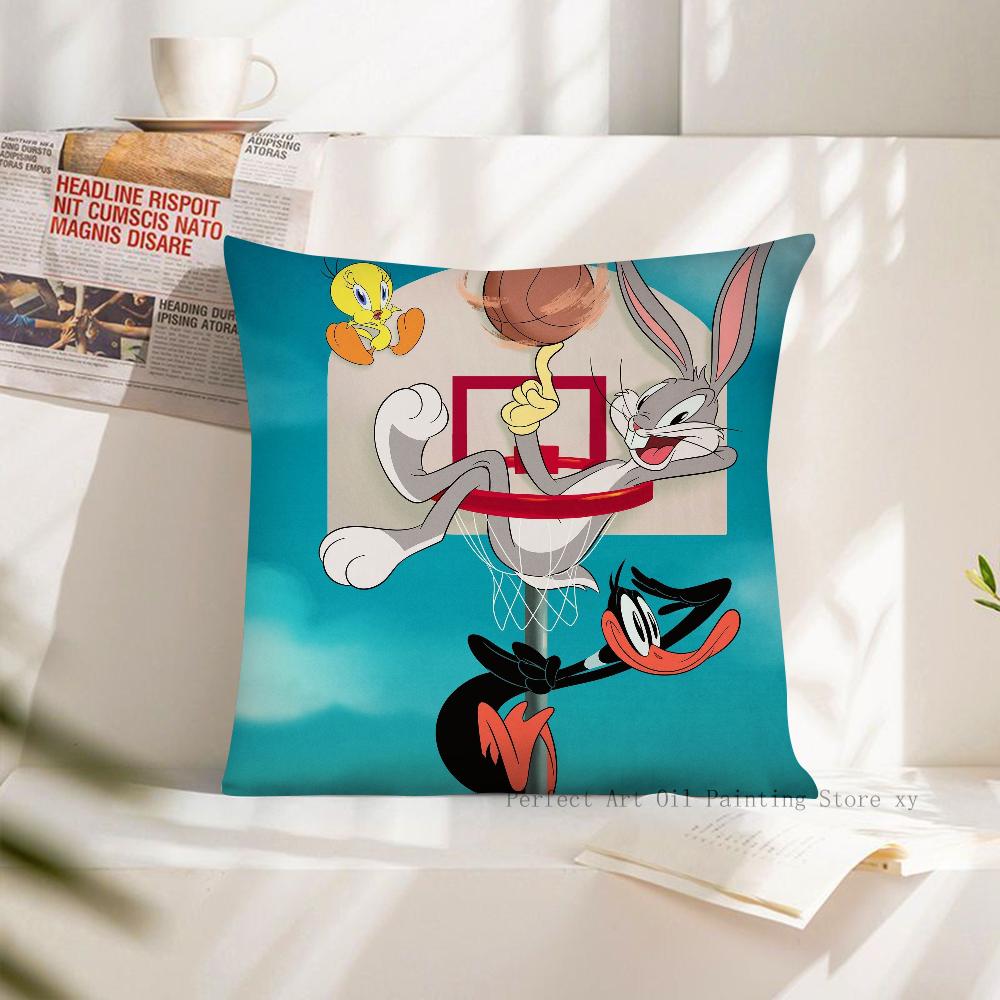 Мультяшная Наволочка с Персонажами Looney Tunes Квадратная Подушка Чехол для Подушки Декор Спальни Дивана Комнаты Повседневная Наволочка